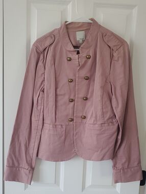 Halogen Dusty Pink Military-Style Button Blazer